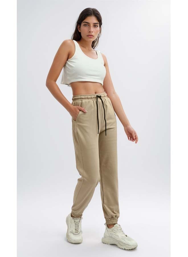 RAVIN Biege Comfy Cotton Jogger Pants - Image 4