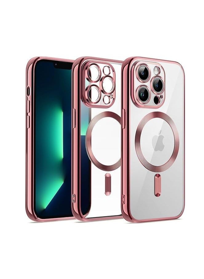 ten.tech Transparent Magnetic Protection Cover Compatible with MagSafe for iPhone 12 Pro Max Mobile Phone, Anti-Shock and Anti-Scratches, and Camera Lens Protector (Rose gold) by Tin Tech  - Image 1