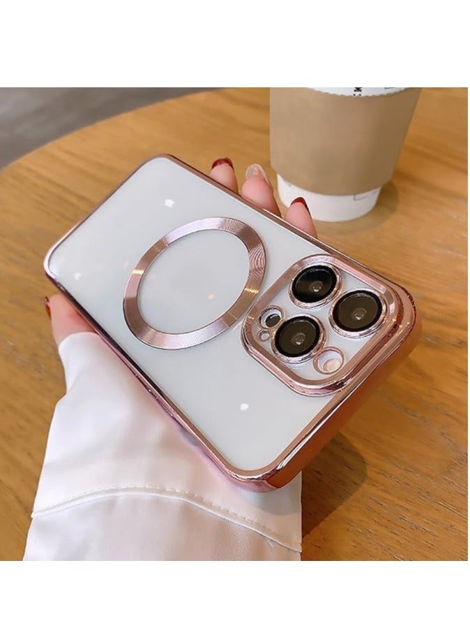 ten.tech Transparent Magnetic Protection Cover Compatible with MagSafe for iPhone 12 Pro Max Mobile Phone, Anti-Shock and Anti-Scratches, and Camera Lens Protector (Rose gold) by Tin Tech  - Image 3