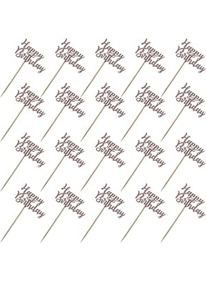 Rose Gold Glitter Cake Toppers 20pcs Birthday Party Cupcake Decorations - Image 1
