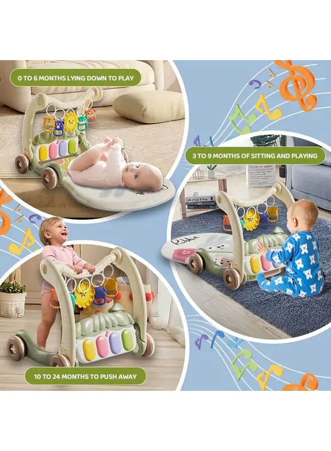 Green 2-in-1 Baby Activity Center Piano Gym With Bunny Walker - Image 5