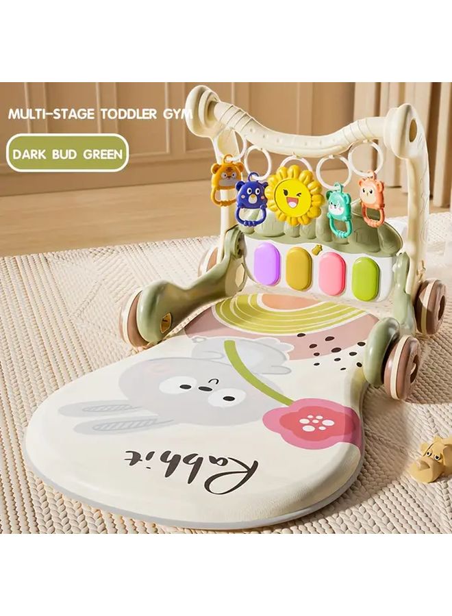 Green 2-in-1 Baby Activity Center Piano Gym With Bunny Walker - Image 1