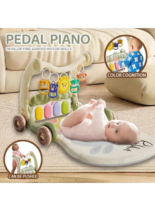 Green 2-in-1 Baby Activity Center Piano Gym With Bunny Walker - Image 4