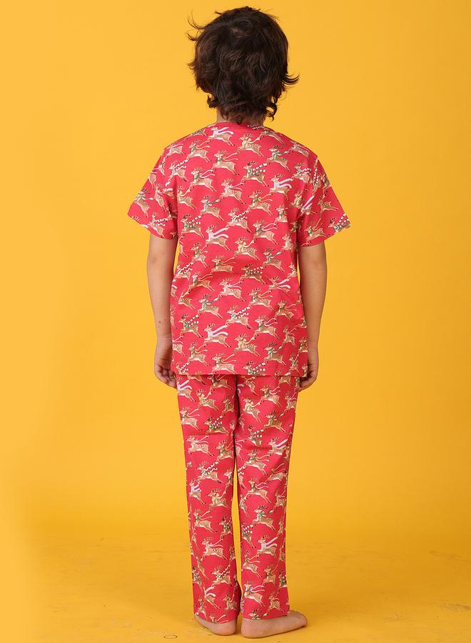 Anthrilo All Over Reindeer Print T-Shirt and Pyjama Set - Image 2