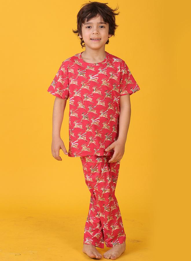 Anthrilo All Over Reindeer Print T-Shirt and Pyjama Set - Image 3