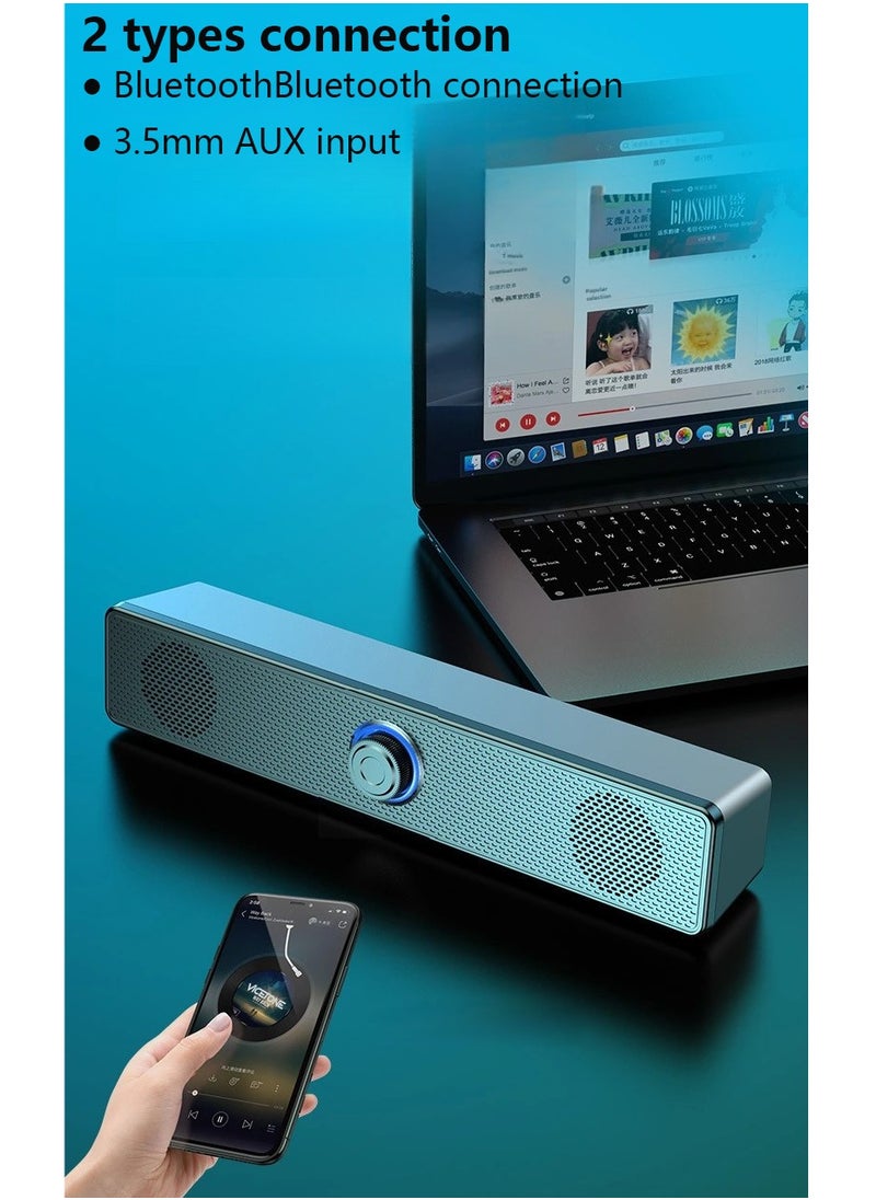 ZEPONOVA - Computer Speaker, Bluetooth speaker(new), support both Bluetooth connection and 3.5mm AUX input, USB powered soundbar with volume knob - Image 1