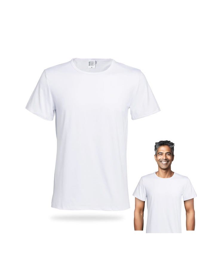 METFUIN Sublimation Blank T-Shirts, Polyester, Crew Neck, White, Unisex, White, L - Image 1