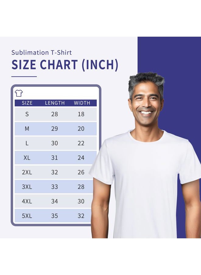 METFUIN Sublimation Blank T-Shirts, Polyester, Crew Neck, White, Unisex, White, L - Image 2