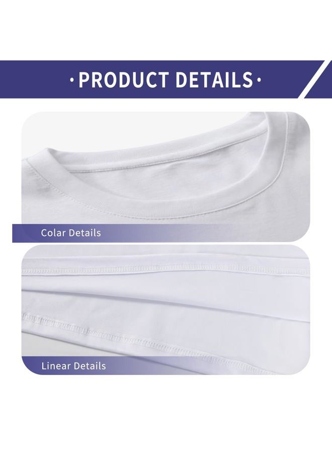 METFUIN Sublimation Blank T-Shirts, Polyester, Crew Neck, White, Unisex, White, L - Image 3