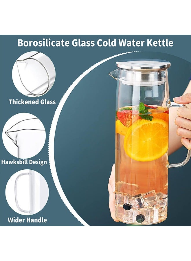 1.5-liter glass water bottle, sealed lid water bottle, heat-resistant water bottle, suitable for cold and hot water, wine, iced tea and fruit juice beverages - Image 4