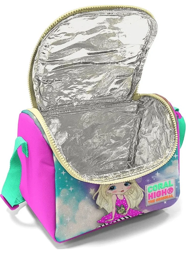 CORAL HIGH Kids Pink Water Green Unicorn Girl Patterned Trolley 3-Piece School Bag Set SET0123933