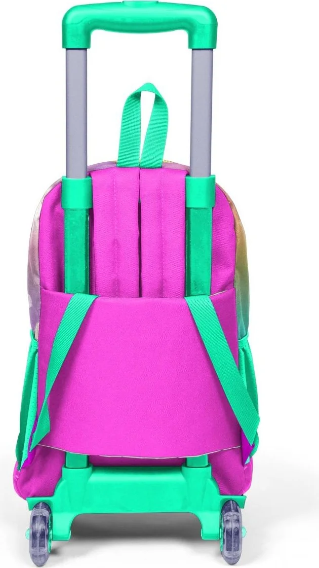 CORAL HIGH Kids Pink Water Green Unicorn Girl Patterned Trolley 3-Piece School Bag Set SET0123933