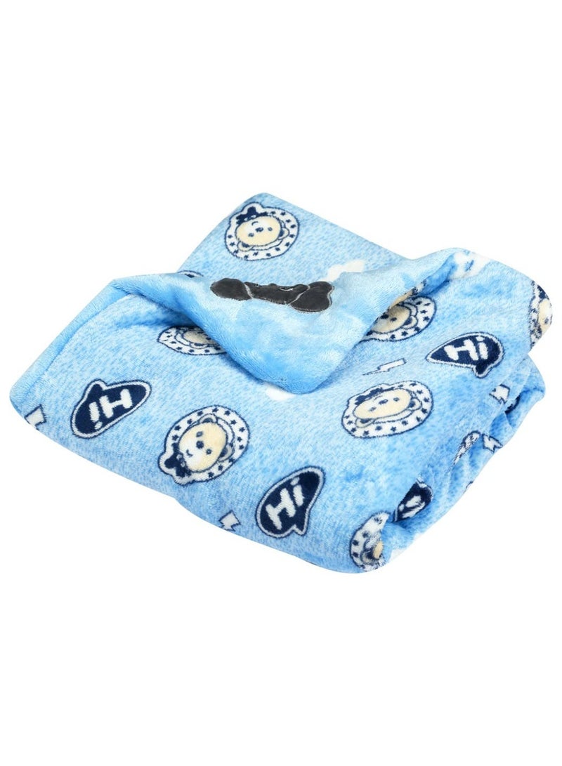مي مي غلاف لف الأطفال "Mee Mee Cozy Cocoon" بغطاء للرأس، بتصميم رقعة الدب، لون أزرق (391.0 مم طول × 66.0 مم عرض) - Image 2