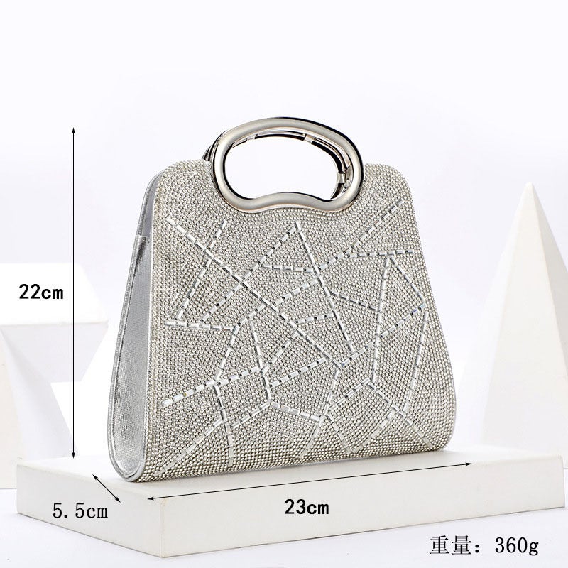 New Evening Bag Irregular Stripe Rhinestone Glitter Pu Leather Portable Women'S Gift Bag - Image 3