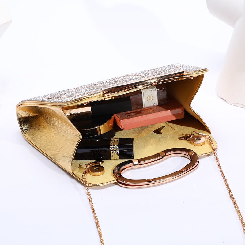 New Evening Bag Irregular Stripe Rhinestone Glitter Pu Leather Portable Women'S Gift Bag - Image 5