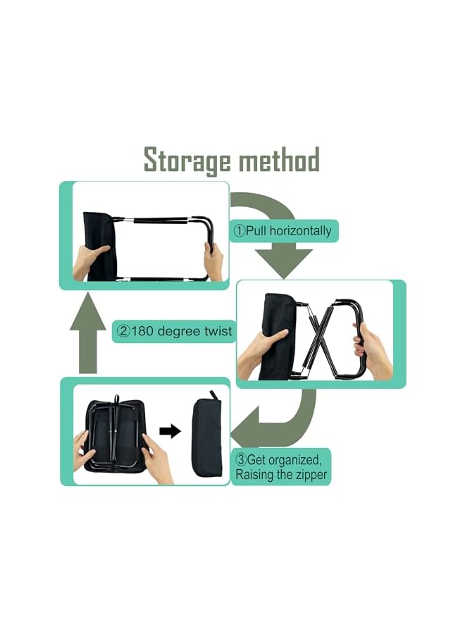 PROMASS كرسي تخييم محمول صغير قابل للطي، كرسي خفيف الوزن للصيد والمشي، مسند قدم قابل للطي للسفر، في الهواء الطلق، الشاطئ، الفناء، الحديقة، النزهة مع حقيبة حمل - Image 4