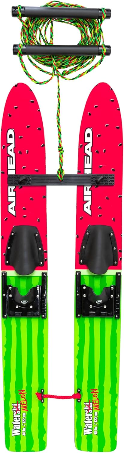 Airhead Watermelon 47 Combo Water Skis with Removable Training bar with Double Handle Rope and Adjustable bindings US Child Size 512 - Image 4