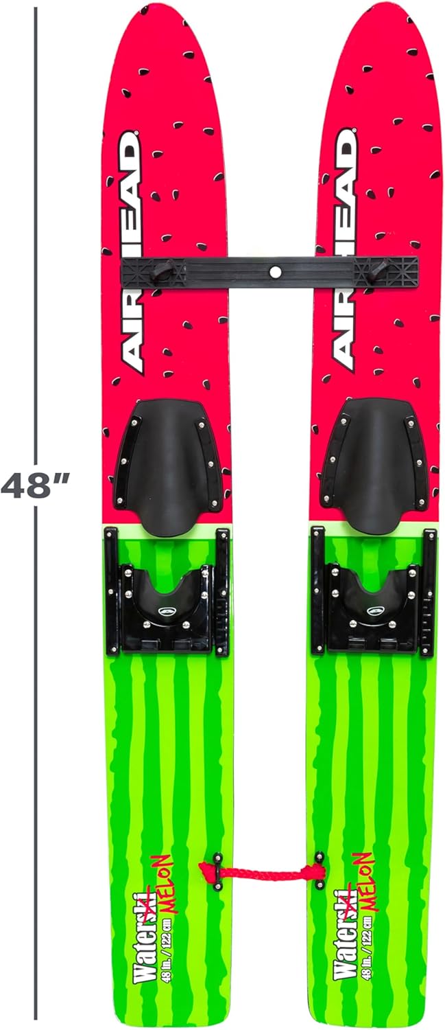 Airhead Watermelon 47 Combo Water Skis with Removable Training bar with Double Handle Rope and Adjustable bindings US Child Size 512 - Image 3