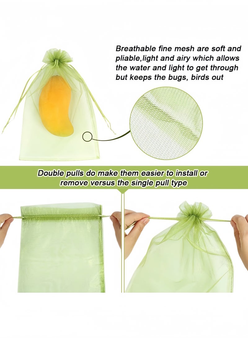Generic 20 Pack Drawstring Protective Mesh Bags, Reusable Nylon Insect and Bird Proofing Yarn Bags for Vegetables, Fruits and Flowers, Fruit and Vegetable Storage Bags Gift Bags Dark Green  - Image 2