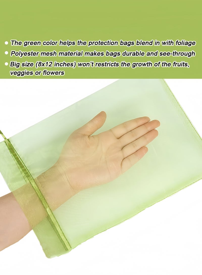 Generic 20 Pack Drawstring Protective Mesh Bags, Reusable Nylon Insect and Bird Proofing Yarn Bags for Vegetables, Fruits and Flowers, Fruit and Vegetable Storage Bags Gift Bags Dark Green  - Image 4
