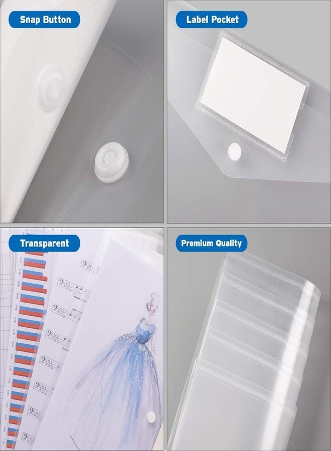 GreatDio® A4 Document File Clear Bag, Transparent Envelope Holder Storage Case, Snap Button Organizer, Clear Plastic Container for Papers, Stationery - 30 Pack - Image 5