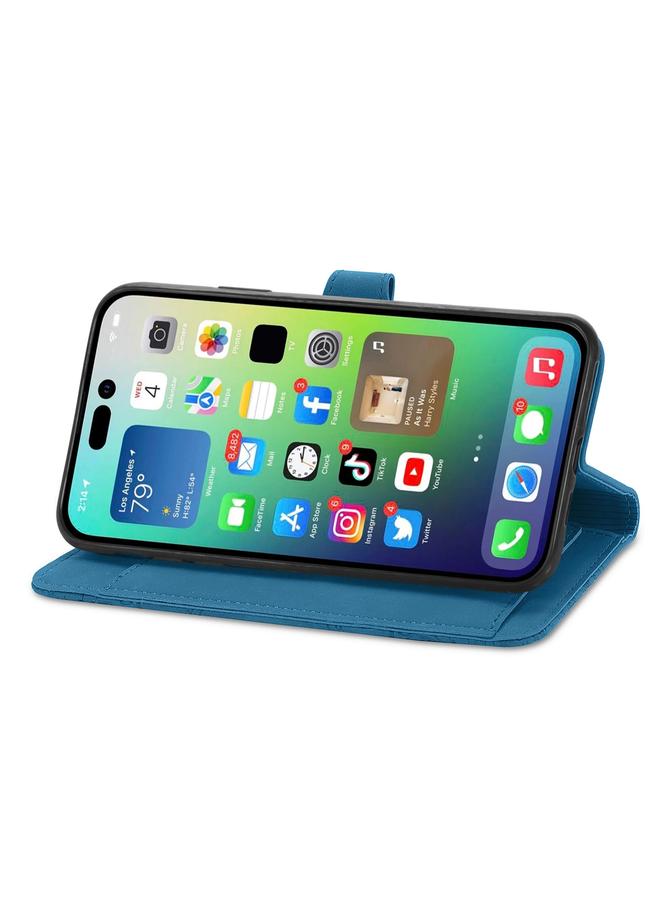 اس-توب جراب هاتف iPhone 15 Pro Max من الجلد بسحاب منقوش عليه زهور - Image 5