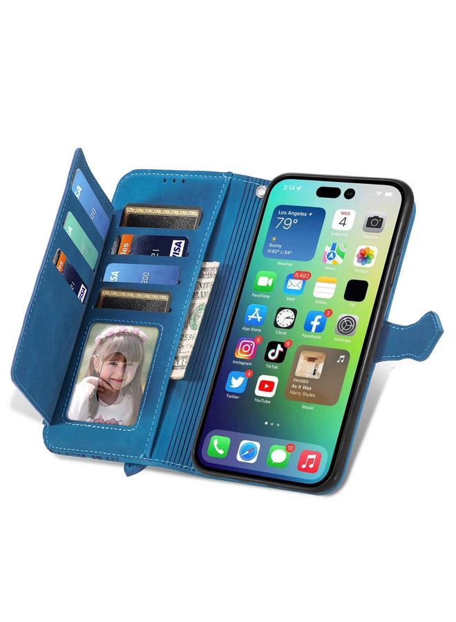 اس-توب جراب هاتف iPhone 15 Pro Max من الجلد بسحاب منقوش عليه زهور - Image 4