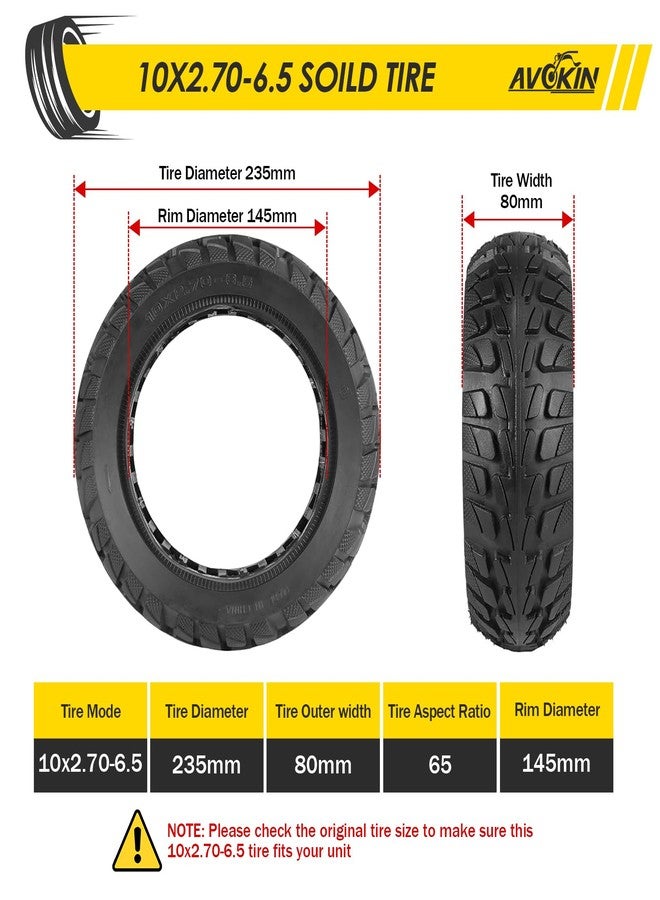 AVOKIN 10x2.70-6.5 Solid Tire,70/65-6.5 Scooter Tire 2 Pack - Image 2