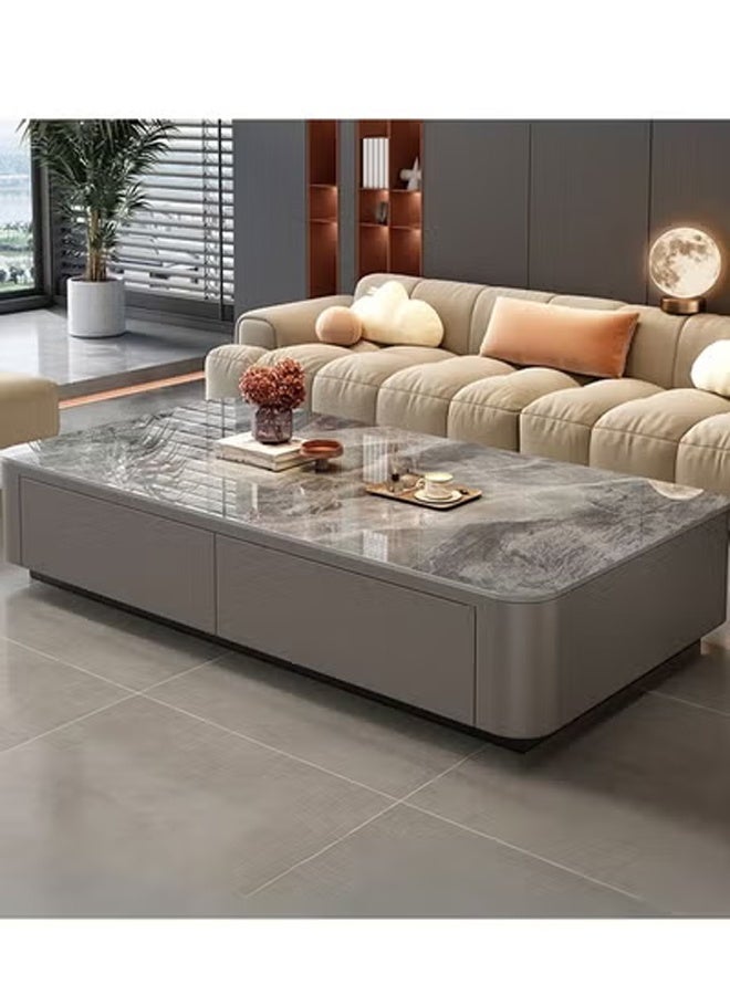keke Coffee Table for Living Room Small Household Tea Table Modern light luxury Combination Simple 140*60cm  Grey Stone Board - Image 1