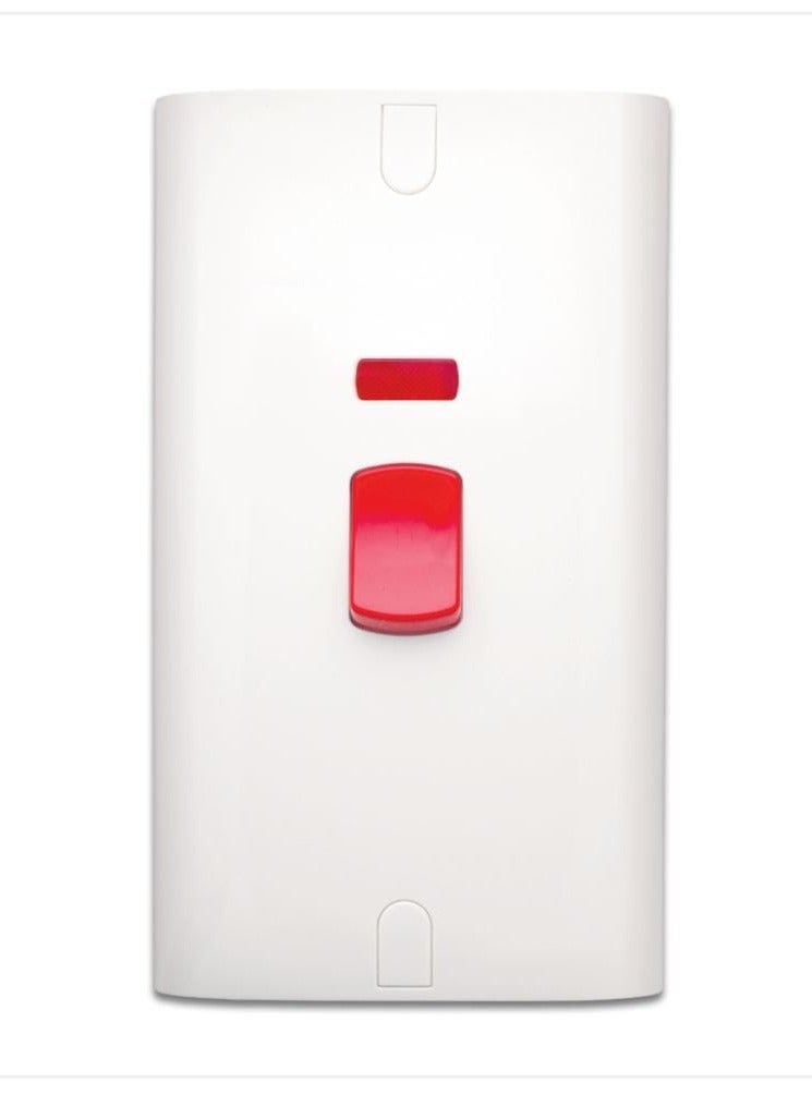 Alfanar 45A Double Pole Switch with LED Indicator – 220V, White