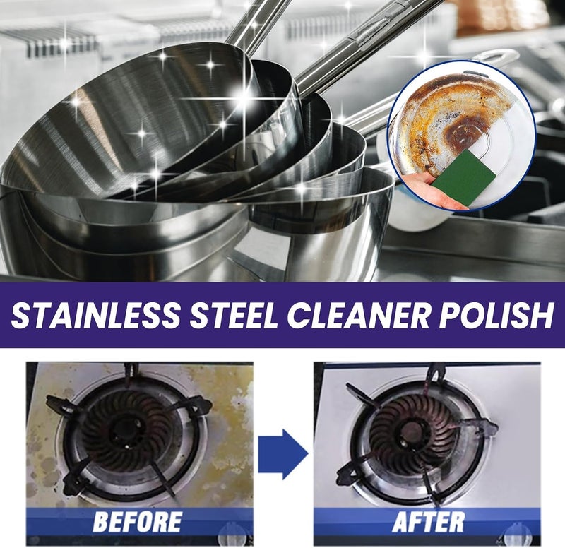 JDLYEVER Stainless Steel Cleaner Polish 100g with Scouring Pad, Powerful Cleaning Action, Restores Shine, Removes Tough Stains & Rust, Safe & Non-abrasive, Long-lasting Result, Fresh & Clean Fragrance - Image 4