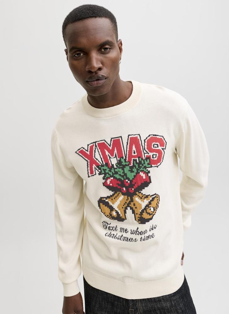 JACK & JONES Christmas Graphic Print Regular Fit Sweatshirt - Image 3