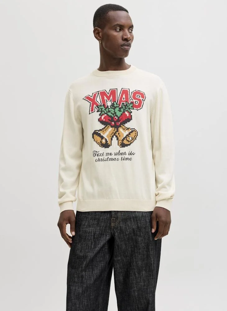 JACK & JONES Christmas Graphic Print Regular Fit Sweatshirt