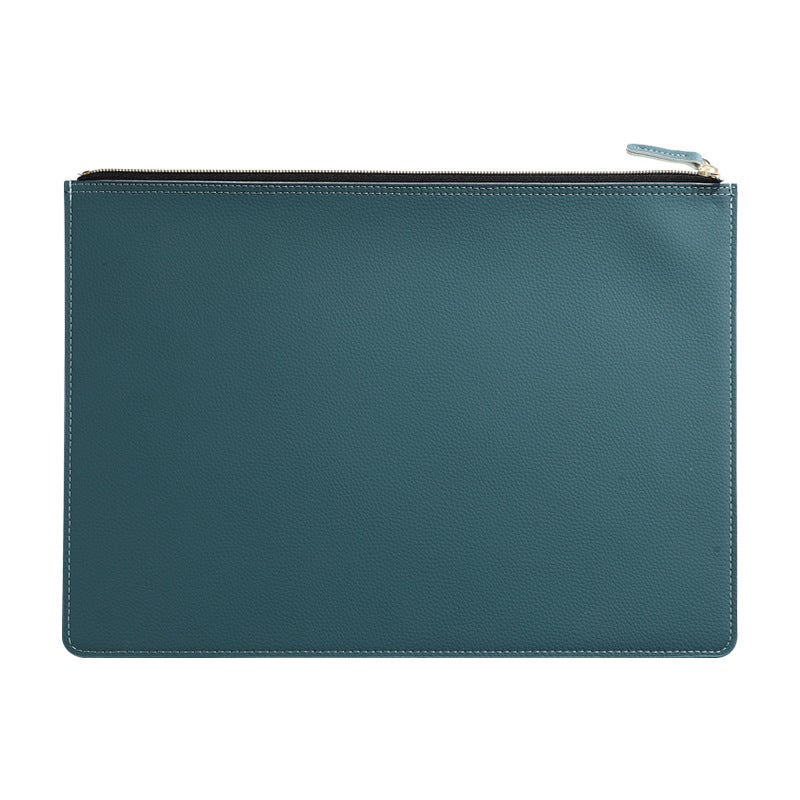 A4 Document Bag Leather Briefcase Conference Storage Bag High-End Waterproof Insurance Policy Folder Pu Zipper Bag - Image 1