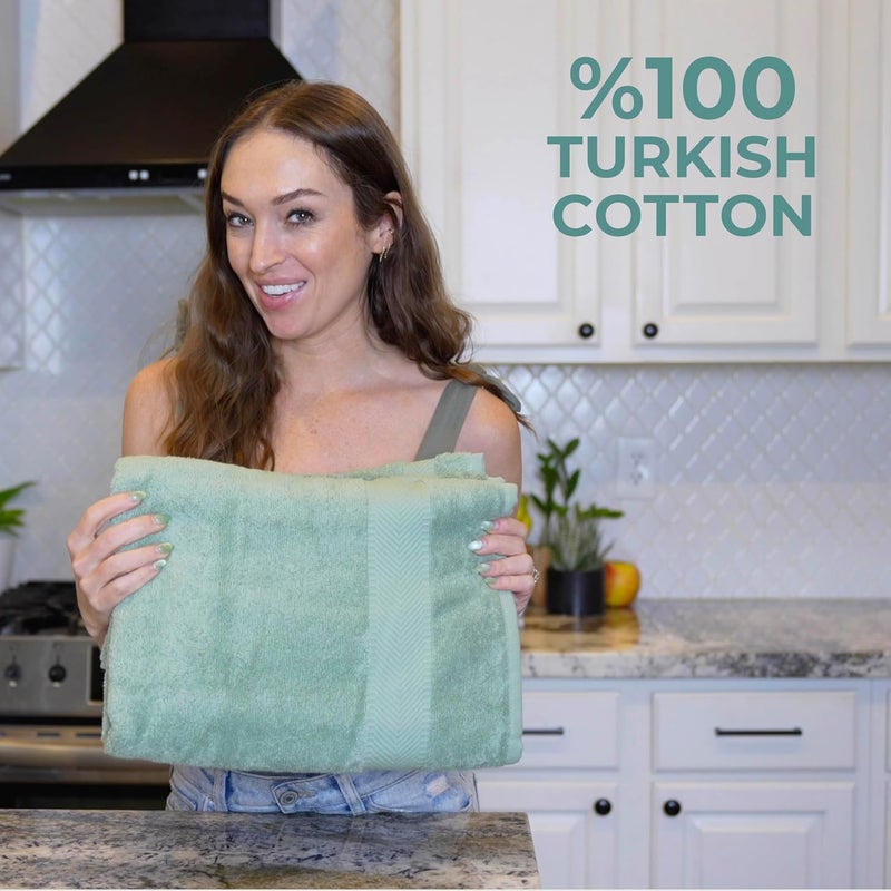 TEXTILOM 100% Turkish Cotton 6 Pcs Luxury Bath Towels, Soft & Absorbent Bathroom Towels Set (2 Bath Towel, 2 Hand Towel, 2 Washcloths)- Green - Image 3