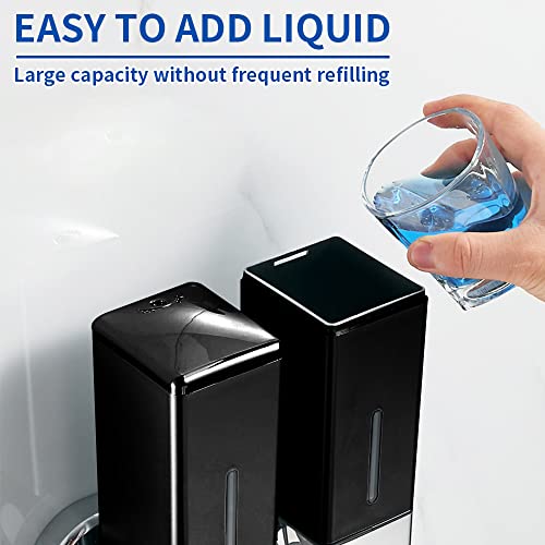 prosfalt 3 x 500ml per Cup Wall Mounted Manual Soap Dispenser for Home, Bath, Kitchen, Hotels, Restaurants. Shower and Lotion Dispenser (Black) - Image 3