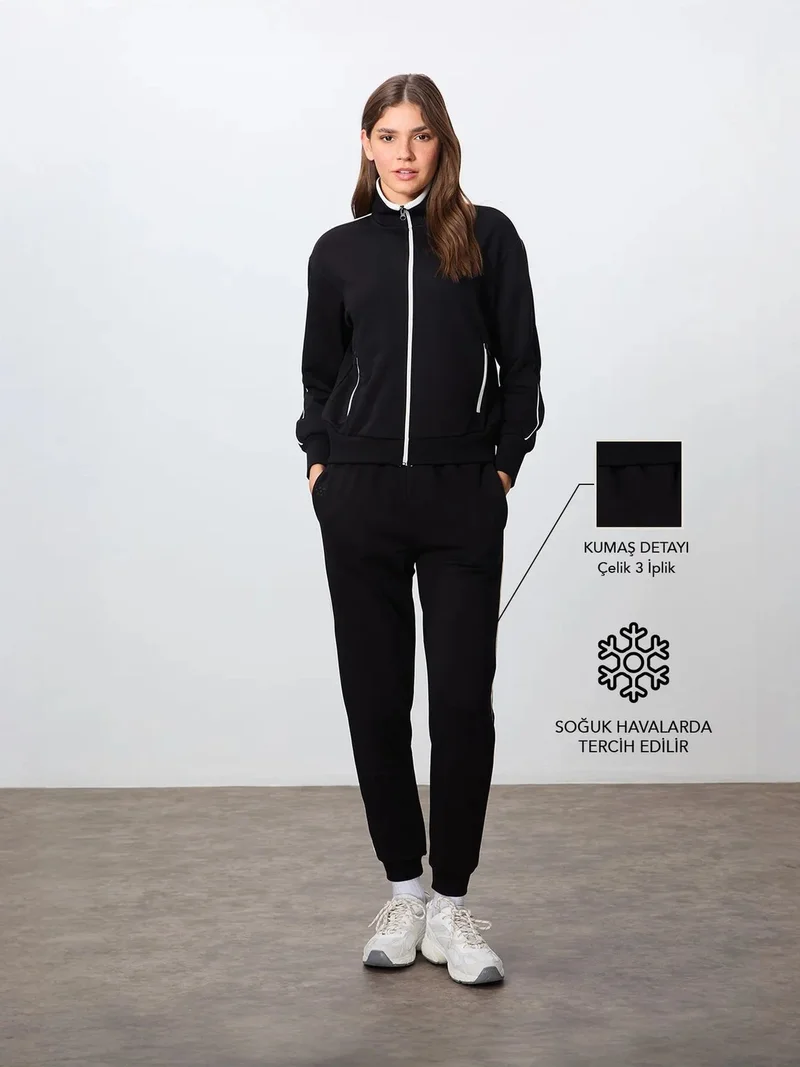 TOMMYLIFE TOMMY Oversized Zip-collar Sweatshirt And Pants Set