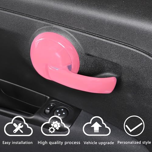HAPPYHORSE Car Inner Door Handles Cover Compatible with Fiat 500/500 Abarth 2010-2024 Car Inner Door Handles Protector Cover Trim Decorate Accessories (Pink) - Image 2