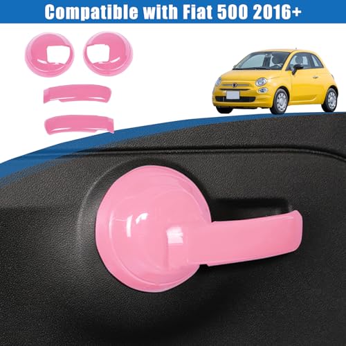 HAPPYHORSE Car Inner Door Handles Cover Compatible with Fiat 500/500 Abarth 2010-2024 Car Inner Door Handles Protector Cover Trim Decorate Accessories (Pink) - Image 4