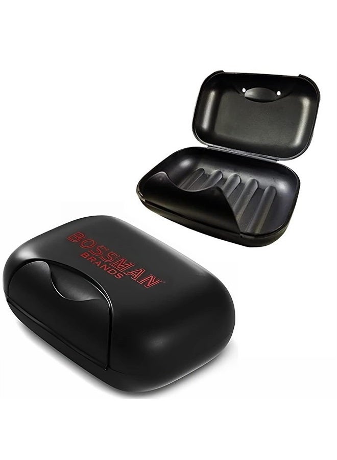 bossman Travel Soap Container - Bar Soap Holder Box - Travel Soap Saver Case - Men's Traveling Size Toiletries (Black) - Image 1