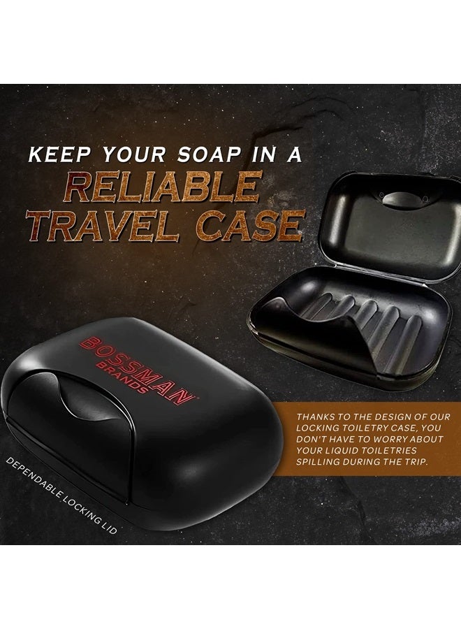 bossman Travel Soap Container - Bar Soap Holder Box - Travel Soap Saver Case - Men's Traveling Size Toiletries (Black) - Image 2