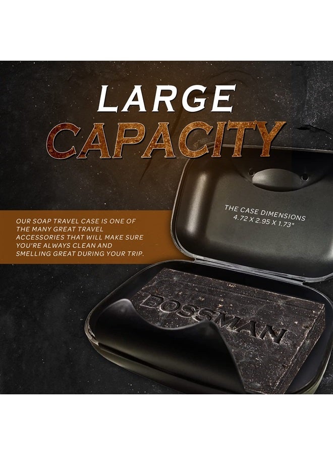 bossman Travel Soap Container - Bar Soap Holder Box - Travel Soap Saver Case - Men's Traveling Size Toiletries (Black) - Image 3