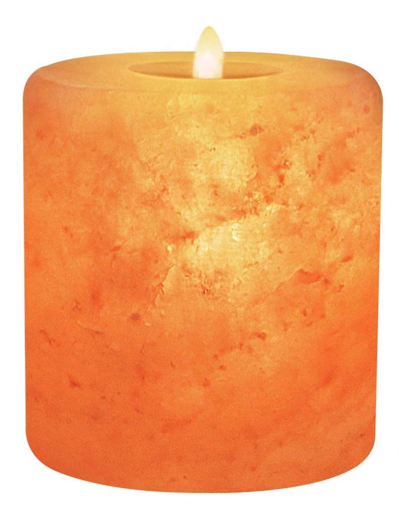 Himalayan Glow 3023 Round Cylinder Style Tealight Salt Candles Holder Cylinder Style Pink Salt Candle Holder