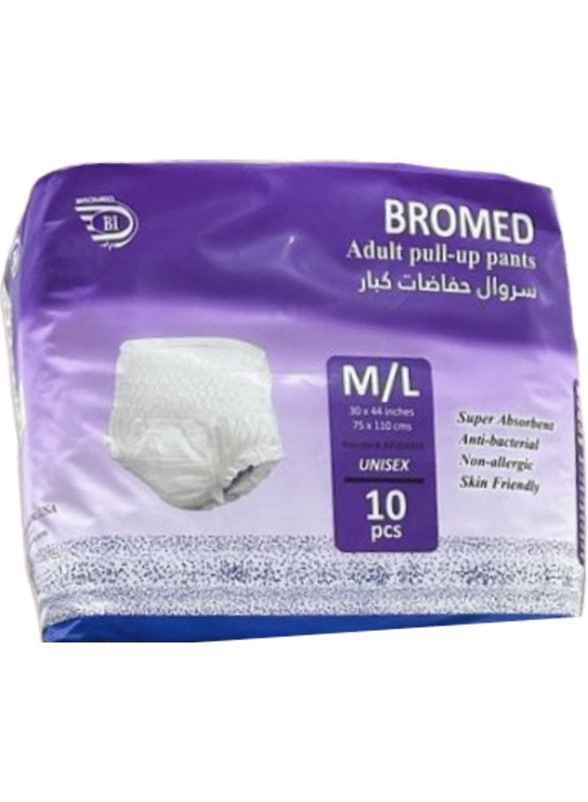 Bromed Adult Pull-Up Pants M/L - Pack of 10
