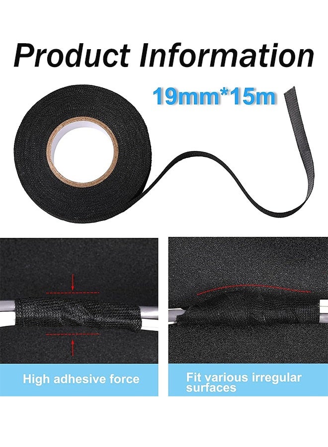 3 لفات الأسلاك تلوح في الأفق شريط الأسلاك تسخير شريط قطعة قماش أسود لاصق شريط لاصق للسيارات سلك حماية العزل الكهربائي تسخير الضوضاء دليل الحرارة 45 متر في المجموع - Image 2