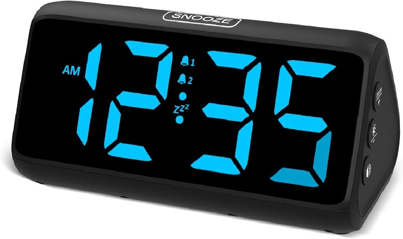 Netzu Digital Alarm Clocks for Bedrooms, Loud Alarm Clock with Dual Alarms, Bold Digits, 5 Dimmers, 4 Volumes, Snooze, Bedside Clock for Deep Sleepers Kids Teens Seniors, Plug in Clock, Easy to Set - Image 1