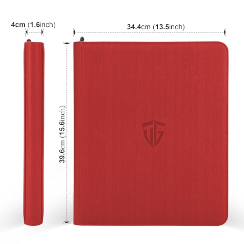 TCGUARD Toploader BinderHolds 216 Toploaders9 Pocket Top Loader Binder with Sleeves for 3x4 Rigid Toploaders Hard CasesTop loader Binders for TCG MTG Card Binder Trading Cards Binder RED - Image 3