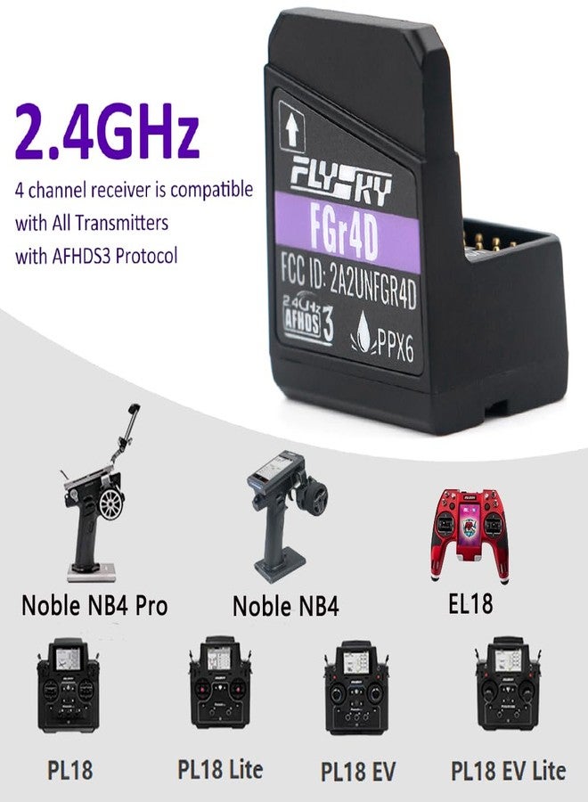 GoolRC Flysky FGr4D Receiver, 2.4GHz 4 Channels AFHDS 3 Receiver Built-in Dual Antenna PWM/PPM/i-BUS2/S.Bus/i-Bus Output Compatible with Flysky Noble NB4 PL18 EL18 RC Transmitter for RC Car Boat - Image 5