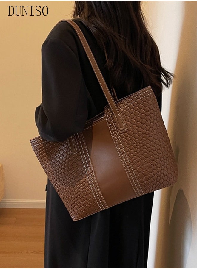 DUNISO - Women's Shoulder Tote Bag Faux Leather Handbag for Women Large Capacity Messenger Fashionable Travel Shoulder Bag for Ladies Girls College Students - Image 1