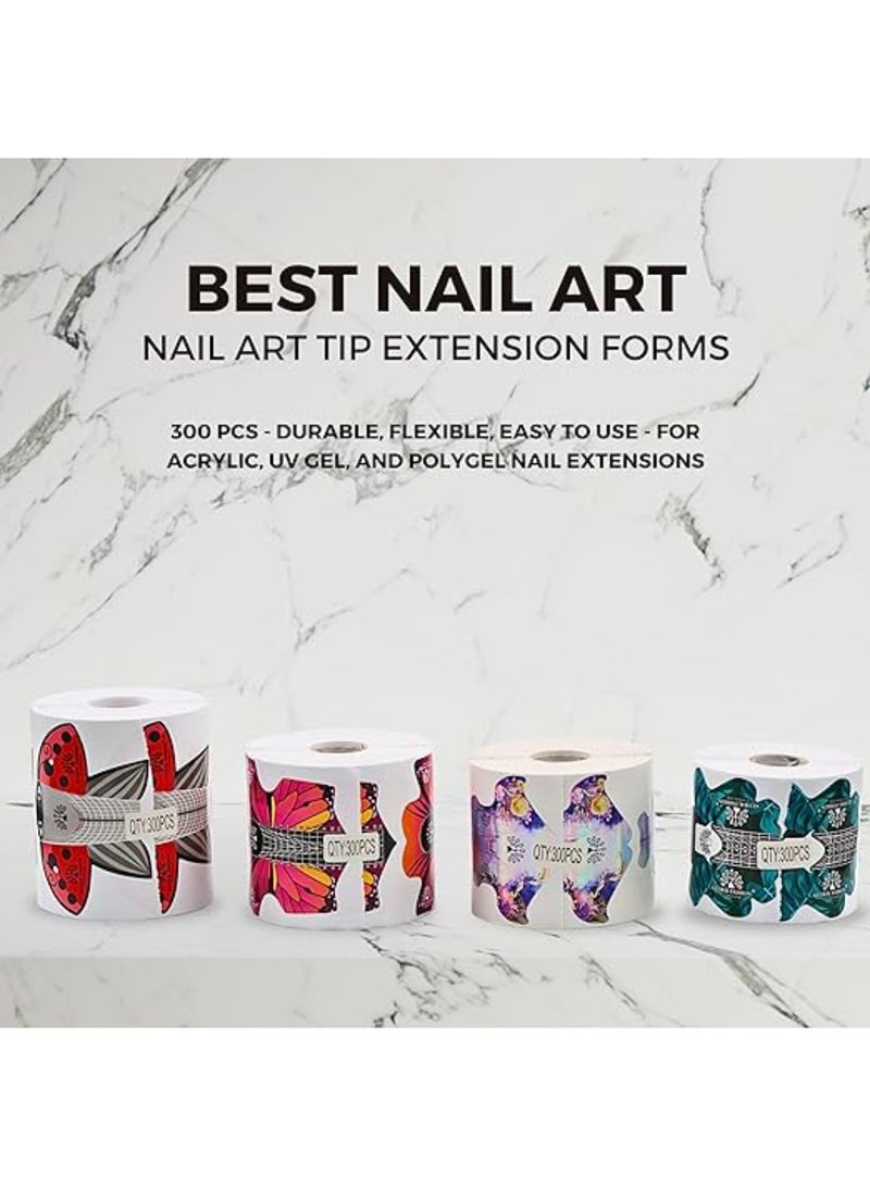 GLOBAL FASHION Professional 300 Pieces Golden Nail Art Tip Extension Forms For Acrylic Uv Gel - Durable, Flexible, Easy To Use  (Gf02) - Image 5